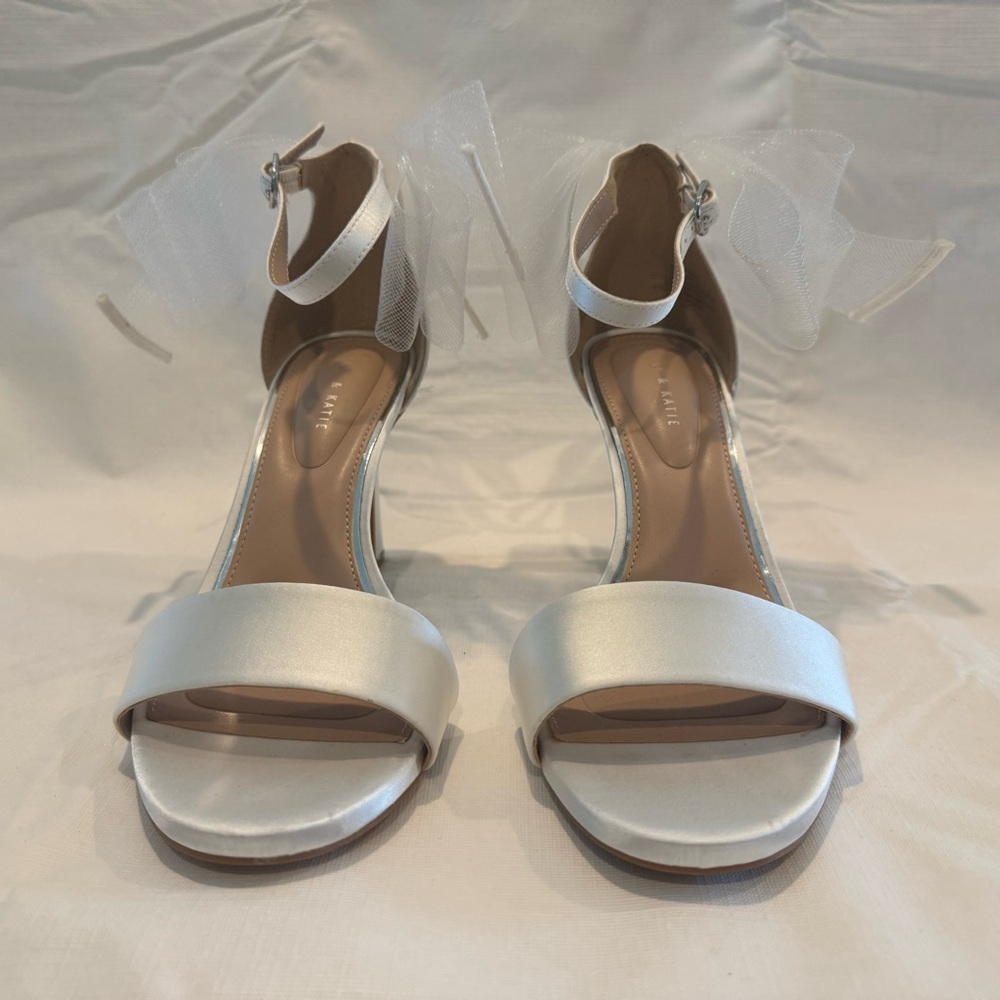 Kelly & Katie Elegant White Satin Heels